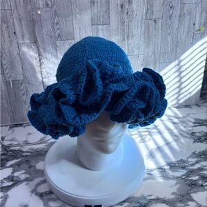 Elegant Blue Ruffled Women's Hat
